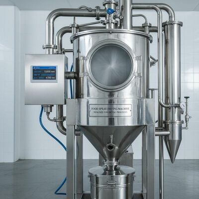 Voedselspraydroger met een rotatiesnelheid van 15500 tpm en een maximale spuitdiameter van 4700 mm