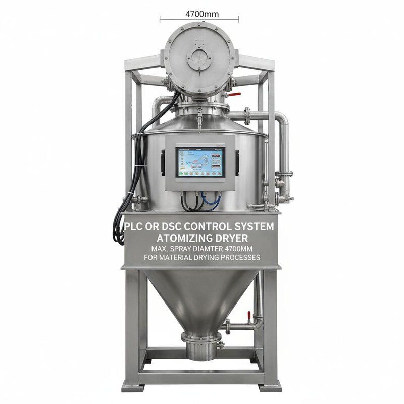 PLC of DSC-regelsysteem Verstuivingsdroger met een maximale sproeidiameter van 4700 mm, ontworpen voor materiaal droogprocessen